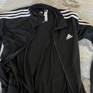 adidas Black Track Jacket with White Stripes
